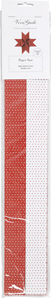Stjernestrimler - L 100 Cm - Ø 18 Cm - B 40 Mm - Rød - Hvid - 40 Strimler