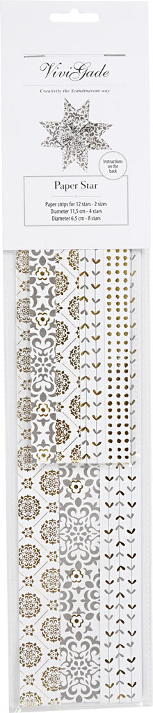 Stjernestrimler - L 44 78 Cm - Ø 6 5 11 5 Cm - B 15 25 Mm - Guld - Hvid -