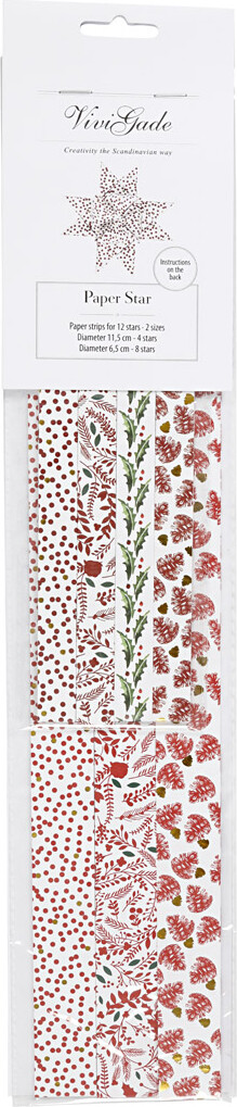 Stjernestrimler - L 44 78 Cm - Ø 6 5 11 5 Cm - B 15 25 Mm - Rød - Hvid -