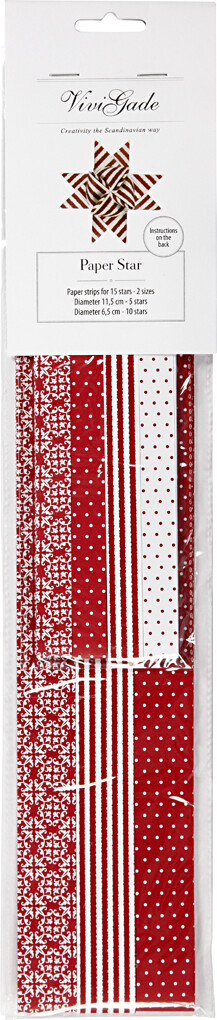 Stjernestrimler - L 44 78 Cm - Ø 6 5 11 5 Cm - B 15 25 Mm - Rød - Hvid -