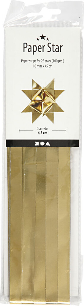 Stjernestrimler - L 45 Cm - B 10 Mm - Ø 4 5 Cm - Guld - 100 Strimler