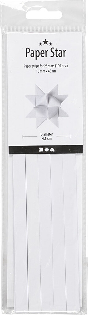 Stjernestrimler - L 45 Cm - B 10 Mm - Ø 4 5 Cm - Hvid - 100 Strimler