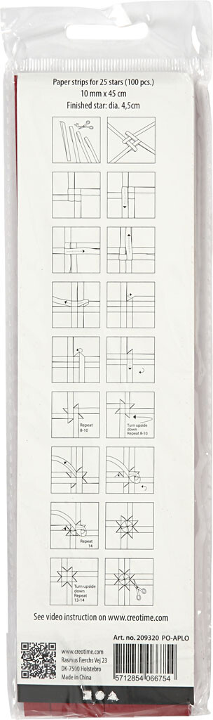 Stjernestrimler - L 45 Cm - B 10 Mm - Ø 4 5 Cm - Rød - 100 Strimler