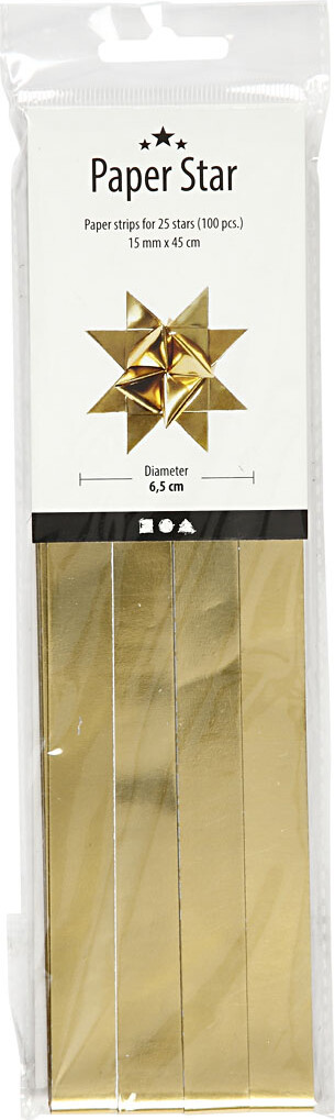Stjernestrimler - L 45 Cm - Ø 6 5 Cm - B 15 Mm - Guld - 100 Strimler