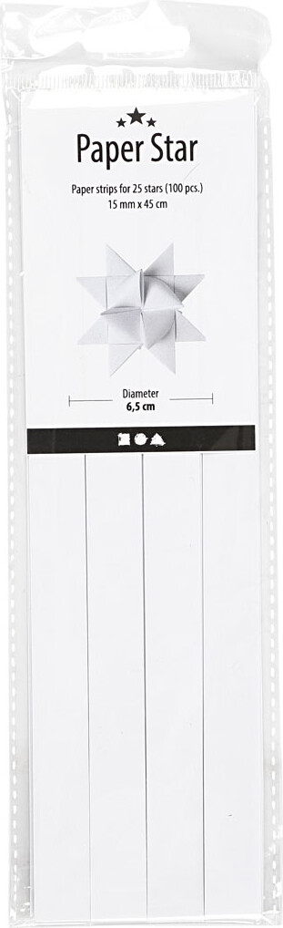 Stjernestrimler - L 45 Cm - Ø 6 5 Cm - B 15 Mm - Hvid - 100 Strimler