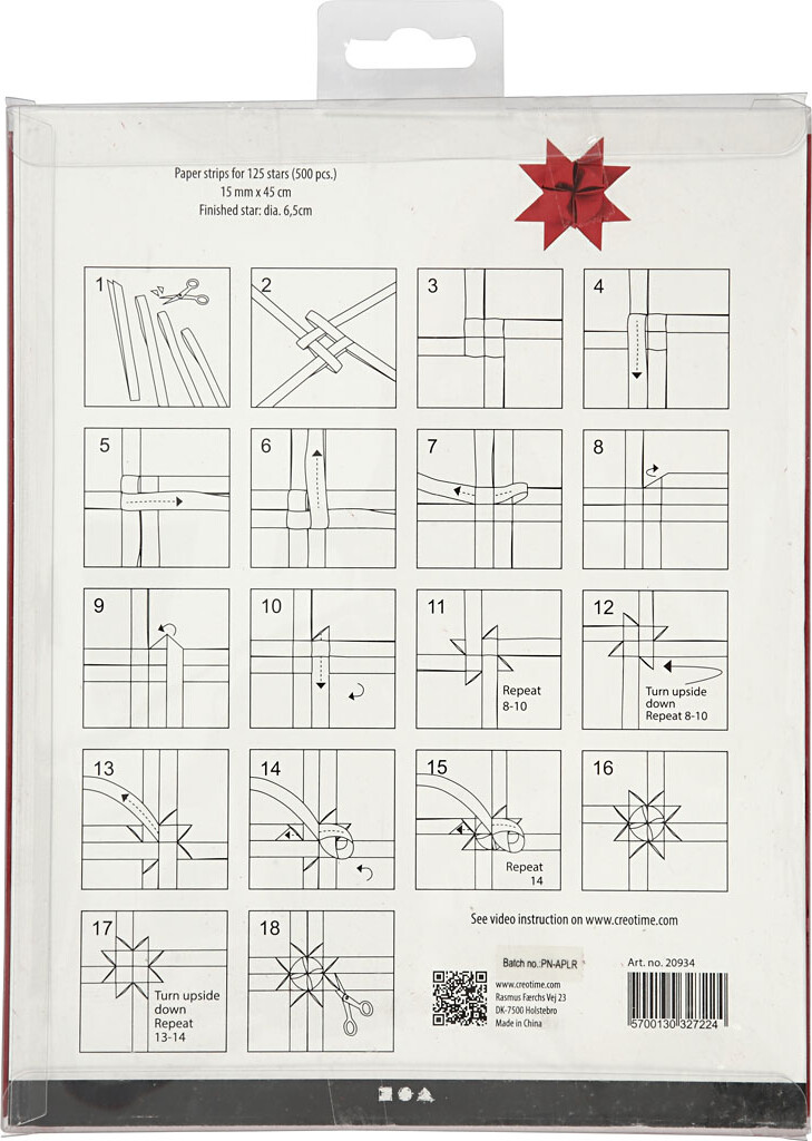 Stjernestrimler - L 45 Cm - Ø 6 5 Cm - B 15 Mm - Rød - 500 Strimler