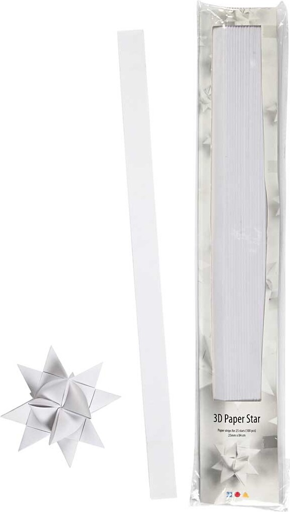 Stjernestrimler - L 73 Cm - Ø 11 5 Cm - B 25 Mm - Hvid - 100 Strimler
