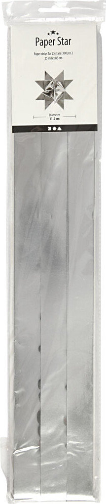 Stjernestrimler - L 73 Cm - Ø 11 5 Cm - B 25 Mm - Sølv - 100 Strimler