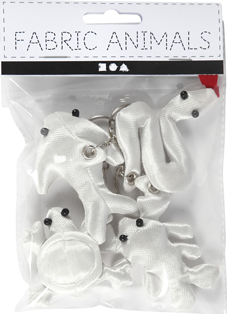 Stoffigurer Med Nøglering - Str 4-8 Cm - Hvid - 4 Stk