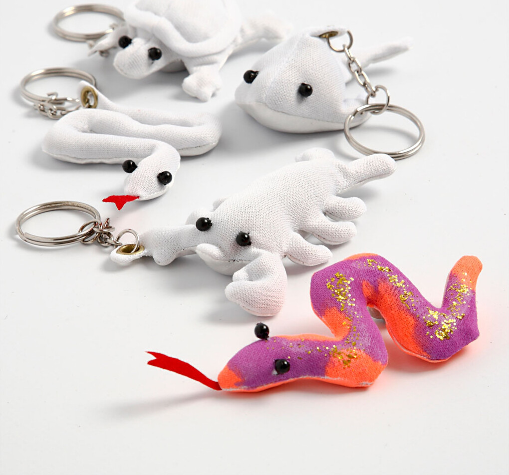 Stoffigurer Med Nøglering - Str 4-8 Cm - Hvid - 4 Stk