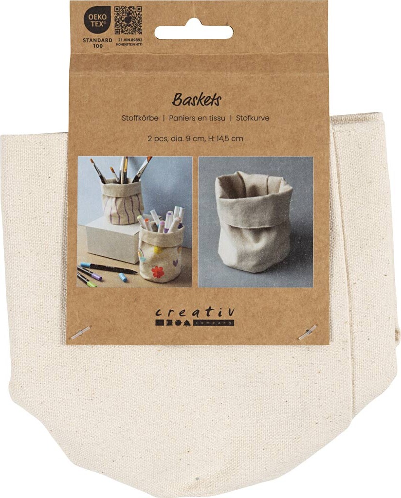 Stofkurve - H 14 5 Cm - Ø 9 Cm - 385 G - Lys Natur - 2 Stk