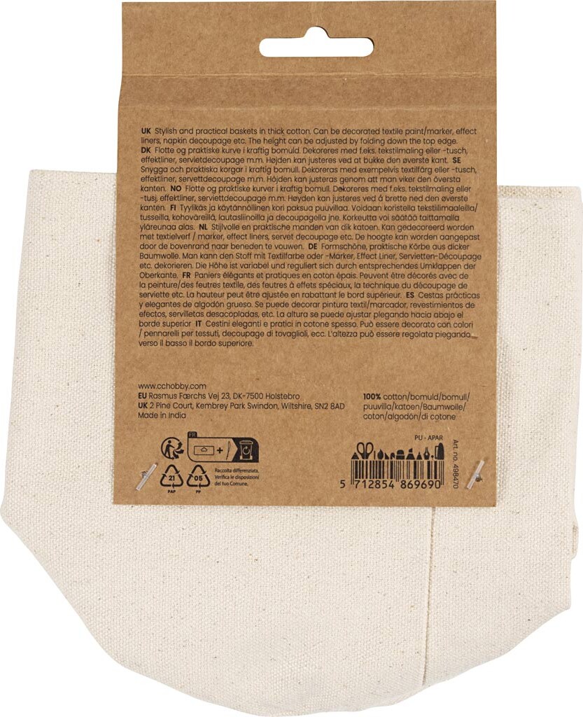 Stofkurve - H 14 5 Cm - Ø 9 Cm - 385 G - Lys Natur - 2 Stk