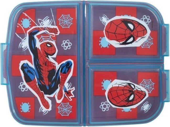 Spider-Man - Madkasse Med Tre Rum - Rød Blå