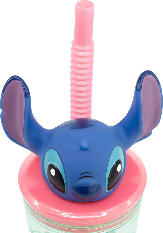 Stitch - Drikkekop Til Med Sugerør Til Børn - Pink - 360 Ml