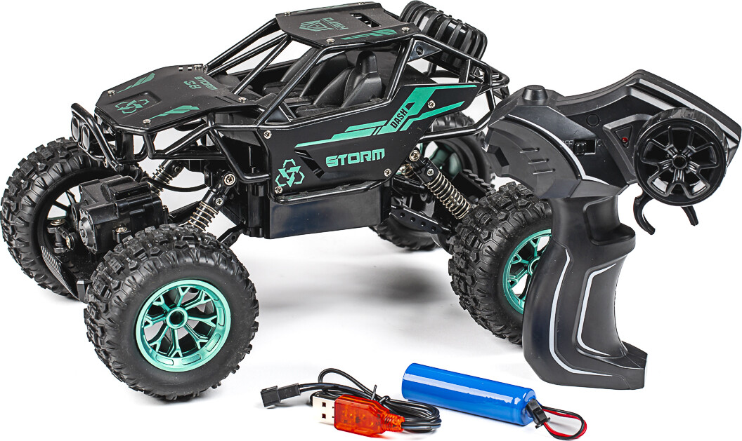 Tec-Toy - Storm Crawler - Rc Fjernstyret Offroad Bil - 15 Kmt - Grøn