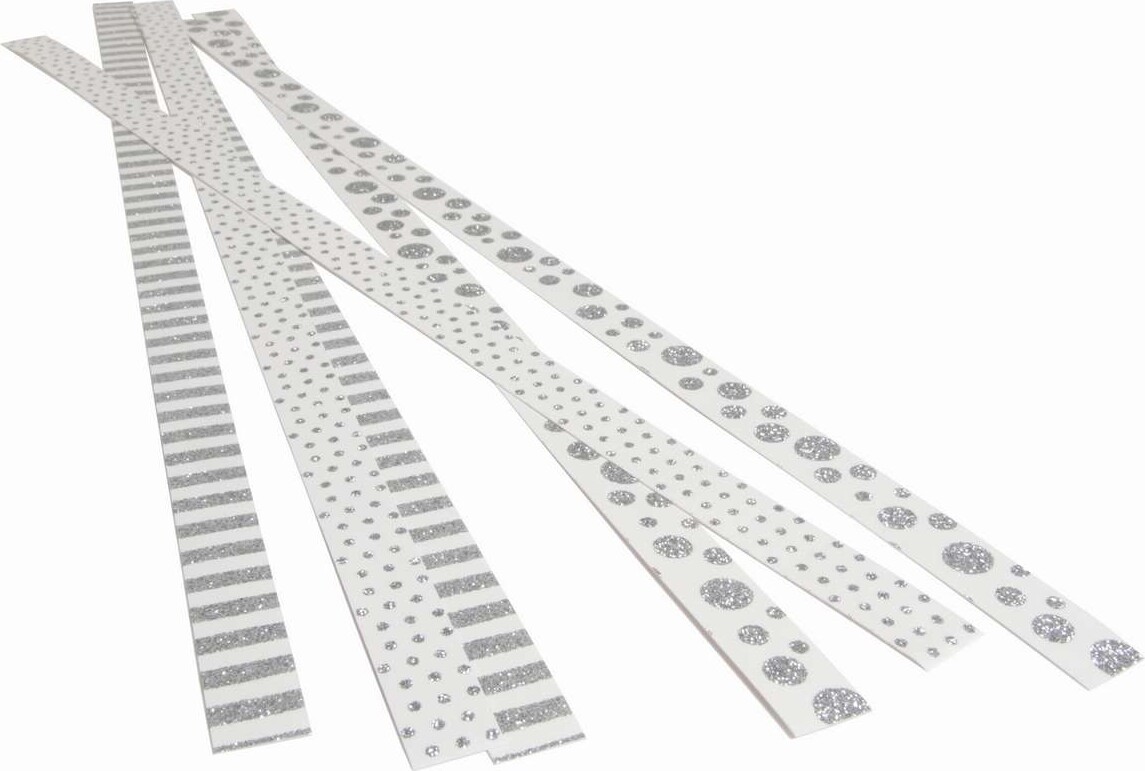 Strimler Selvklæbende Sølv Motiver 15X420Mm 6Stk - Syrefri