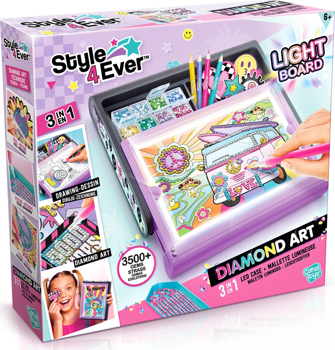 Style 4 Ever - Diamond Art 3-I-1 Etui Med Led-Lys