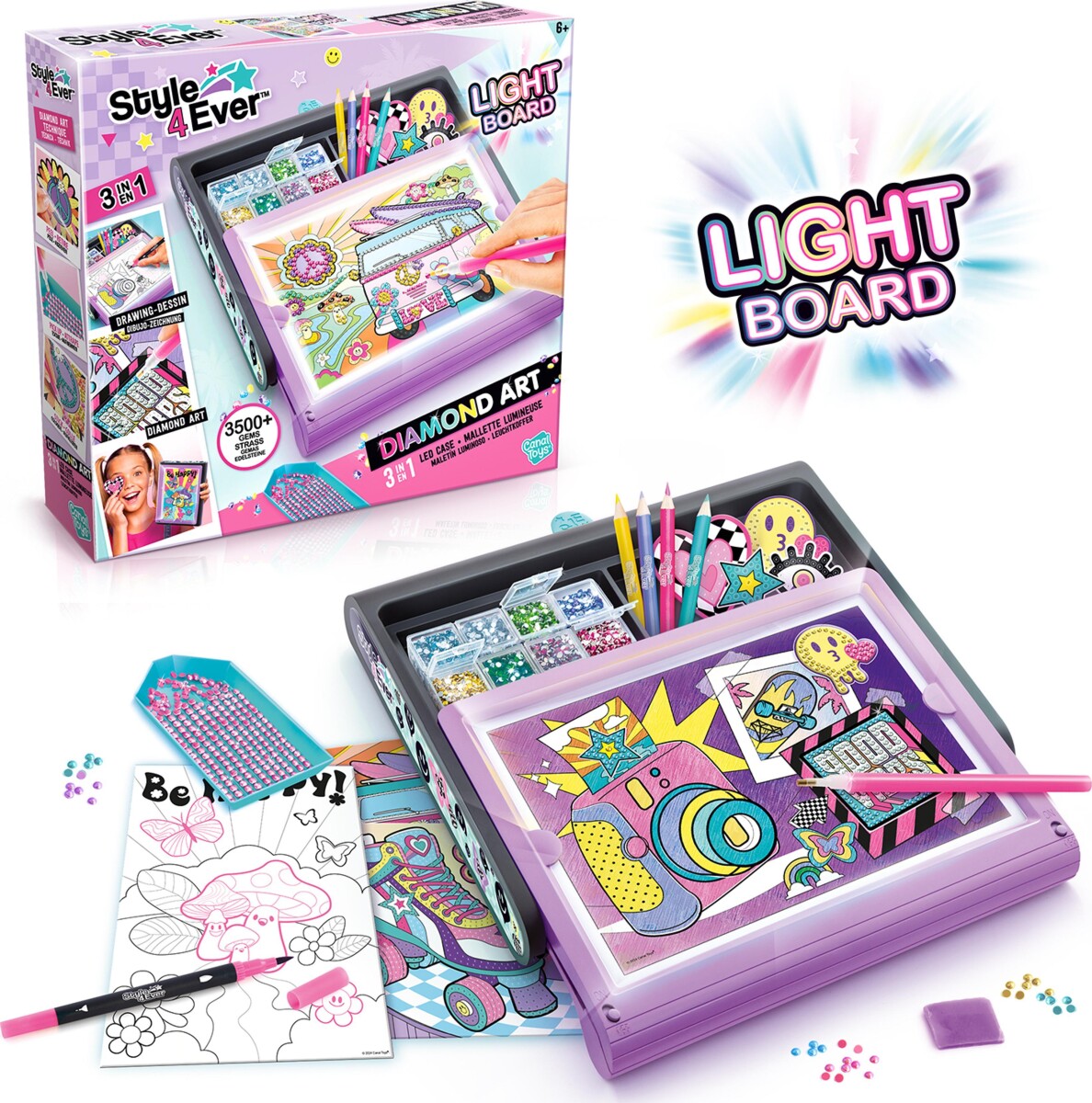 Style 4 Ever - Diamond Art 3-I-1 Etui Med Led-Lys