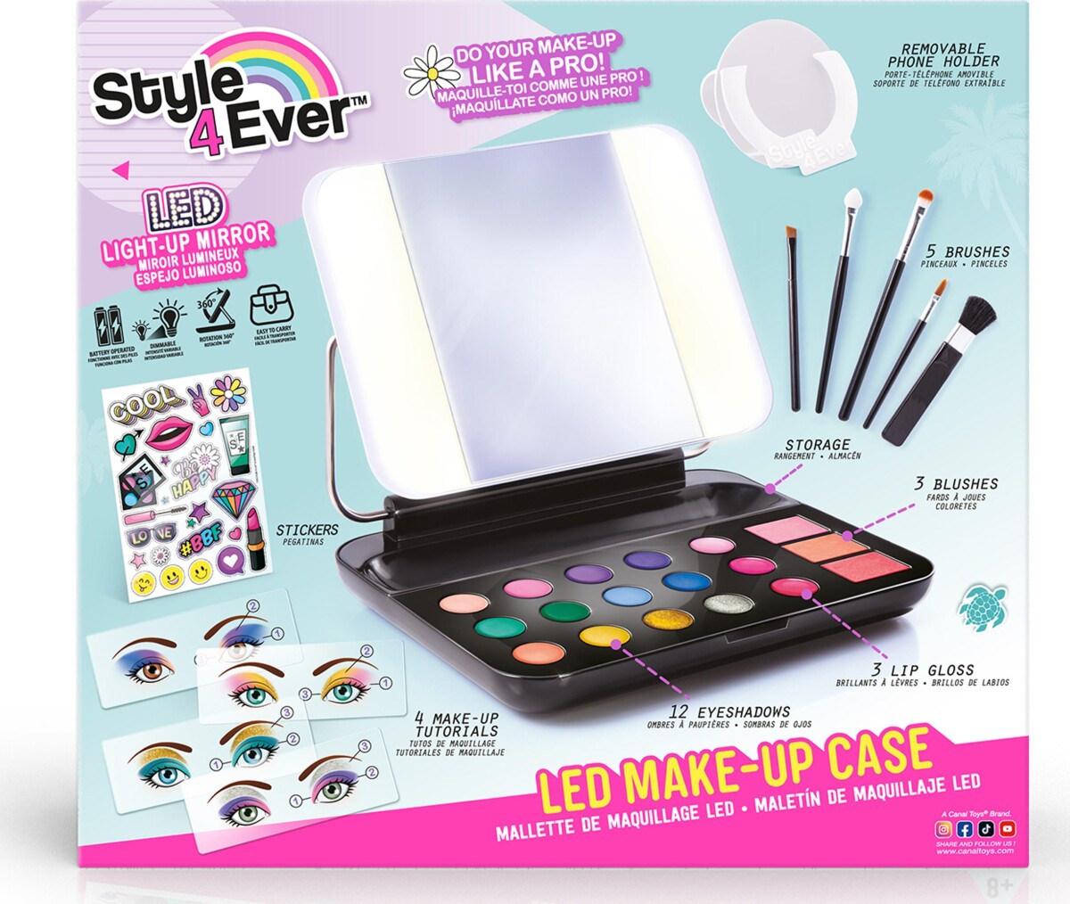 Style 4 Ever - Led Make Up Case Med Lys - Makeup Sæt Til Børn