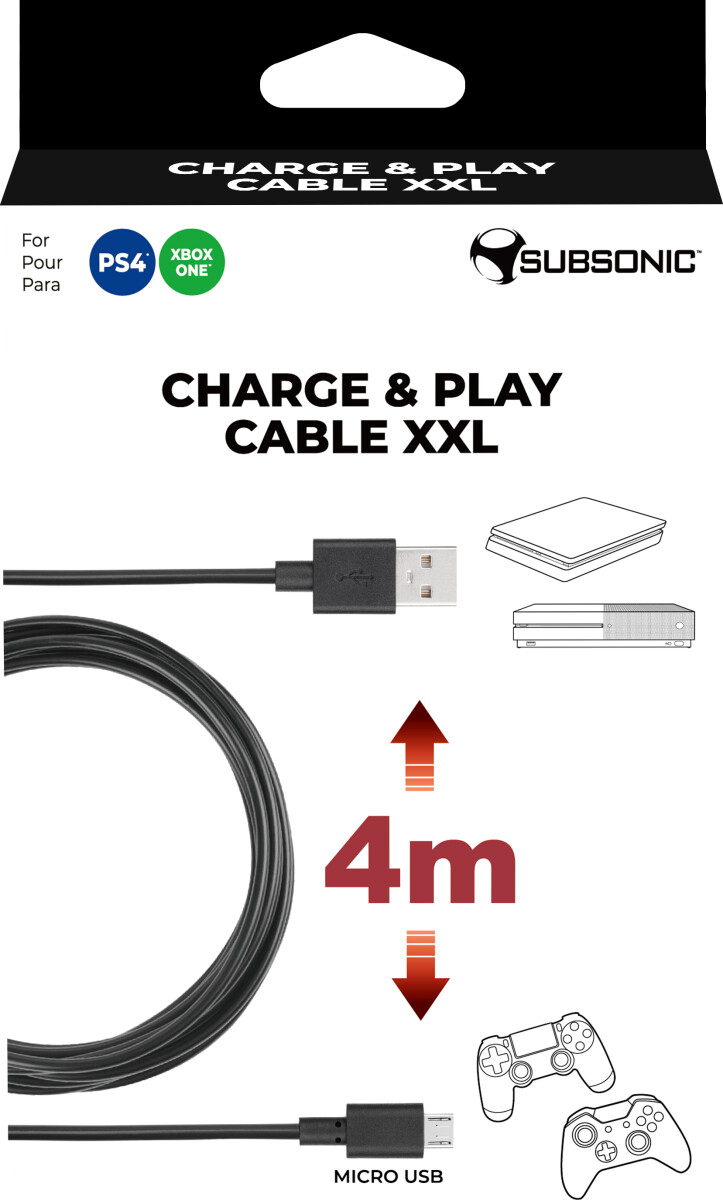 Subsonic Charge Play Cable Xxl Usbmicro-Usb - Ps4 Xbox One 4M