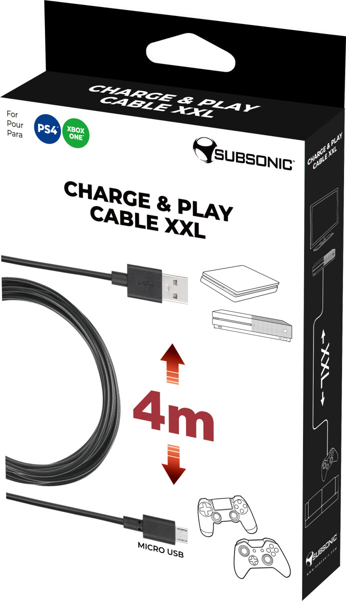 Subsonic Charge Play Cable Xxl Usbmicro-Usb - Ps4 Xbox One 4M