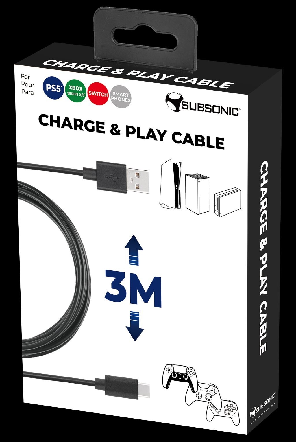 Subsonic Charge Ps5 X Box Series Switch 3 Meter