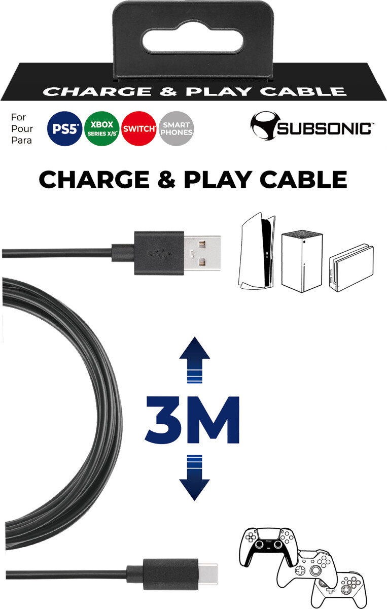 Subsonic Charge Ps5 X Box Series Switch 3 Meter