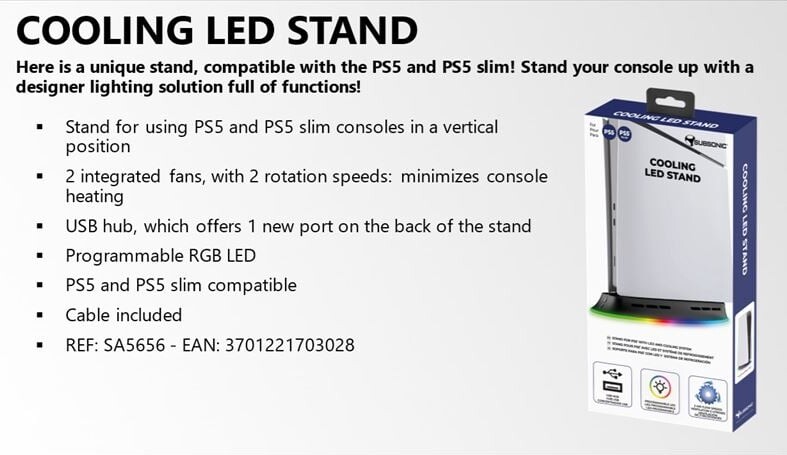 Subsonic Cooling Led Stand - Ps5Ps5 Slim