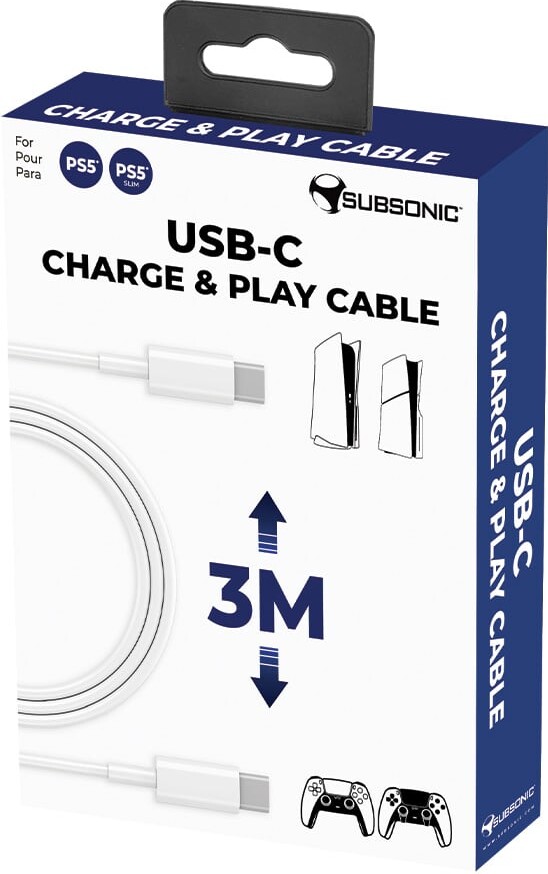 Subsonic Usb-Cusb-C Charge Play Cable - Ps5Ps5 Slim 3M