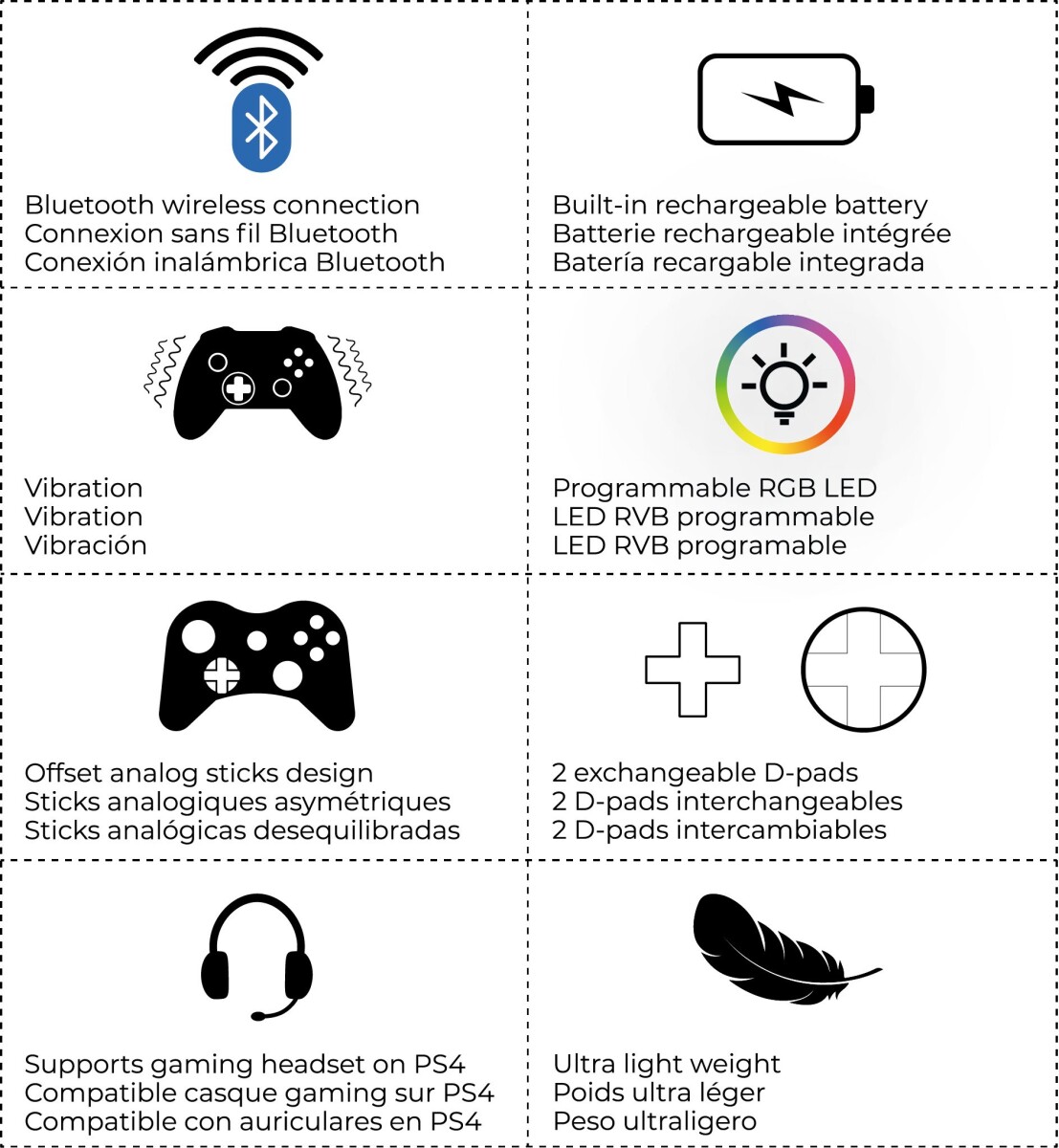 Subsonic Wireless Hexalight Controller - Ps4/ps3/pc