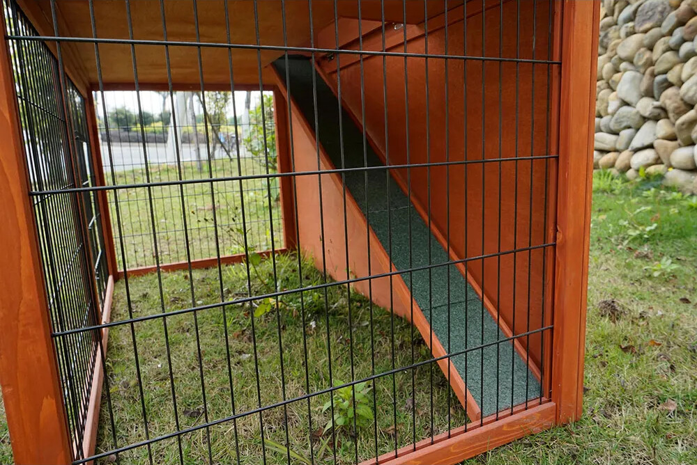 Sunnypet - Udendørs Bur Til Kanin Med Græsnings Areal Og Etage Med Rampe