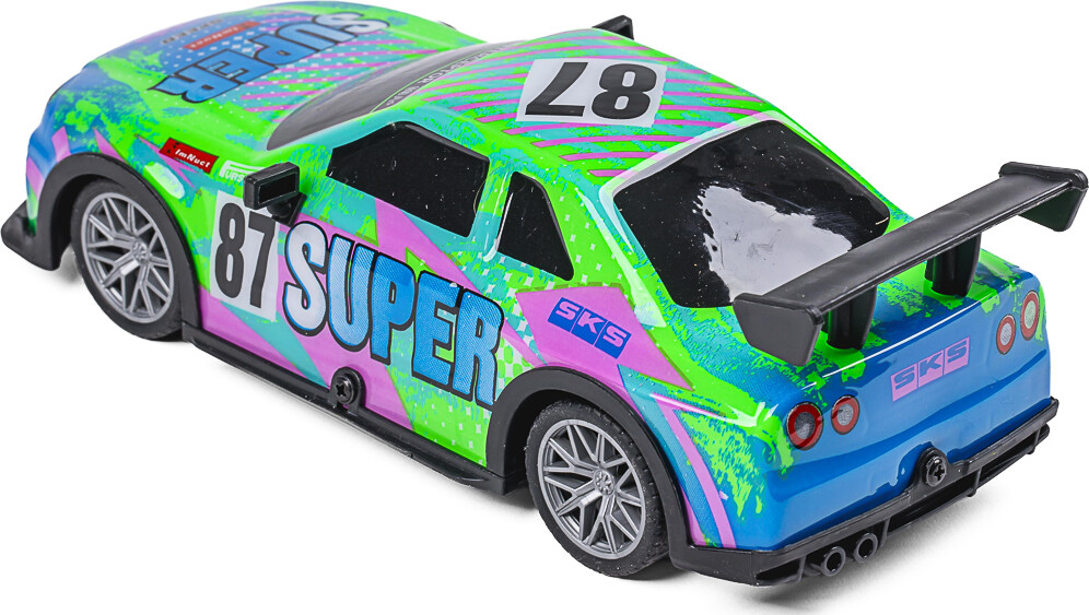 Tec-Toy - Super 87 - Rc Fjernstyret Bil Med Lys - 15 Kmt - Grøn