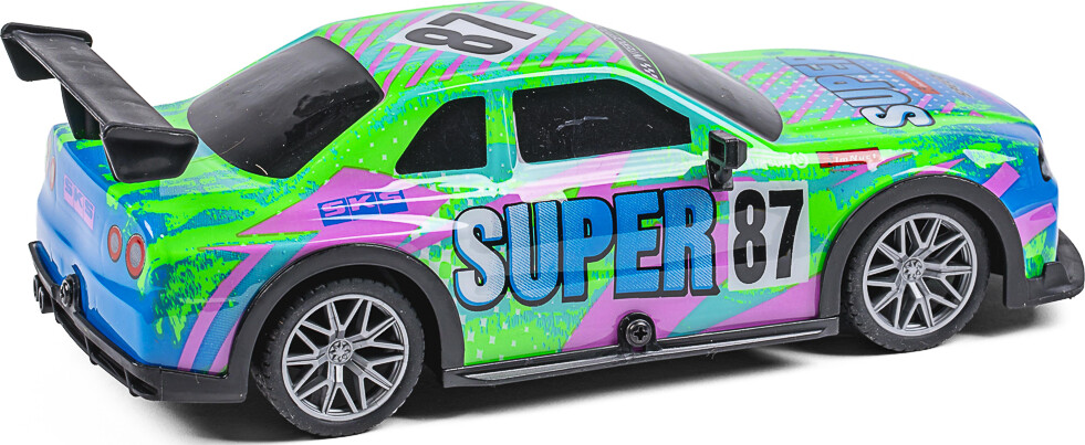 Tec-Toy - Super 87 - Rc Fjernstyret Bil Med Lys - 15 Kmt - Grøn