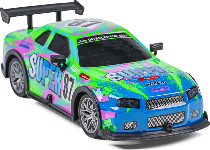 Tec-Toy - Super 87 - Rc Fjernstyret Bil Med Lys - 15 Kmt - Grøn