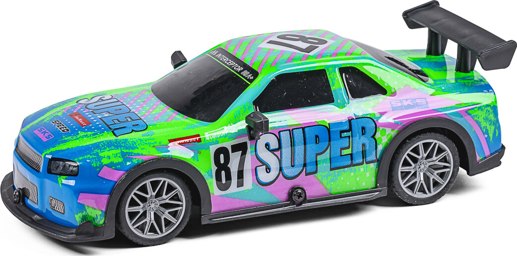 Tec-Toy - Super 87 - Rc Fjernstyret Bil Med Lys - 15 Kmt - Grøn