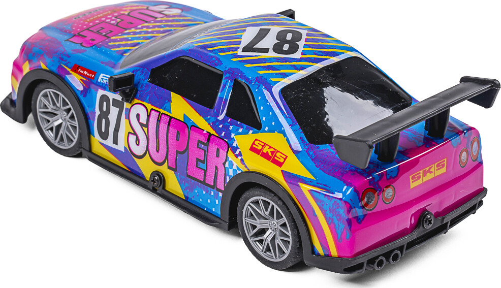 Tec-Toy - Super 87 - Rc Fjernstyret Bil Med Lys - 15 Kmt - Multifarvet