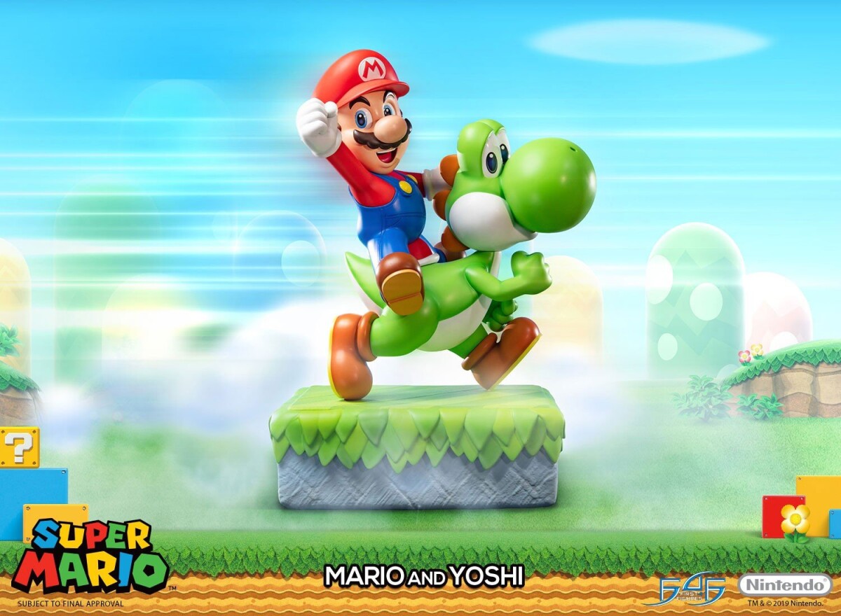 Super Mario Statue Figur - Mario Og Yoshi
