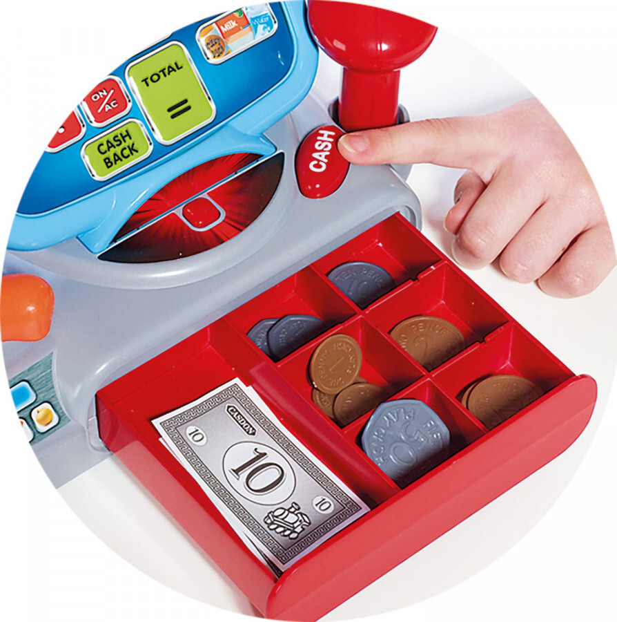 Supermarked Kasseapperat Med Tilbehør Mikrofon Til Børn