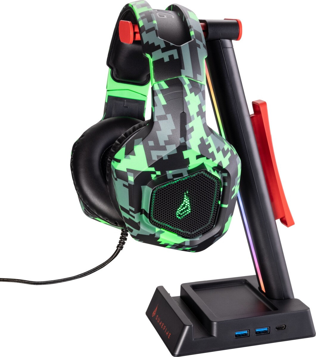 Surefire - Vinson N2 Dual Gaming Rgb Mf Headset Stand Black