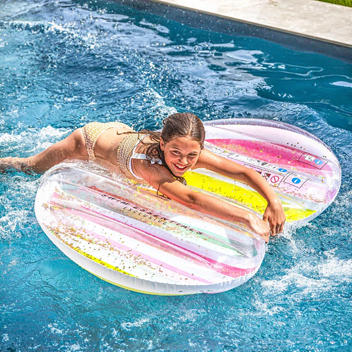 Swim Essentials - Bademadras 150 X 120 Cm Hjerteformet - Colour Rush