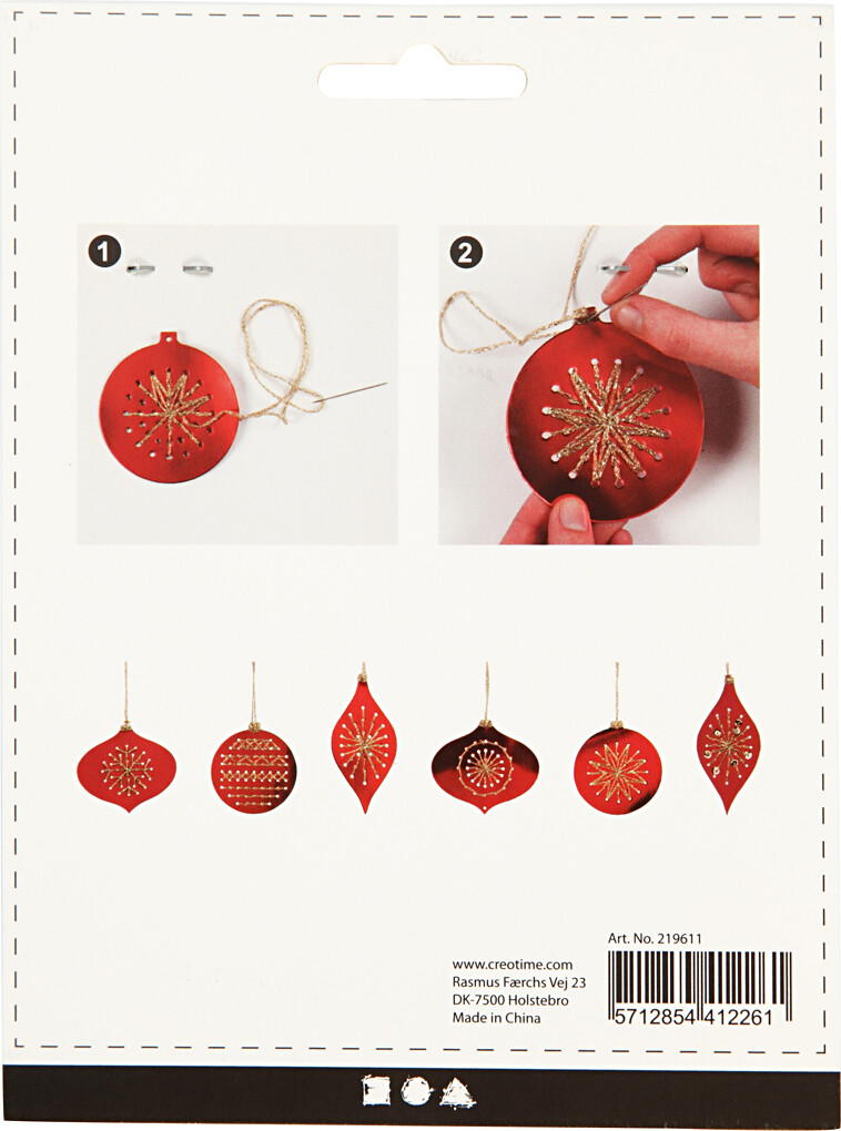 Sykarton - Juleornamenter - H 8 5-12 Cm - Metallic Guld - 8 Stk