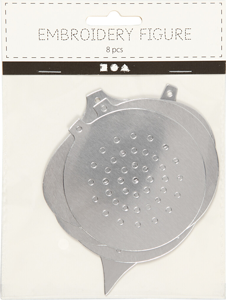 Sykarton - Juleornamenter - H 8 5-12 Cm - Metallic Sølv - 8 Stk