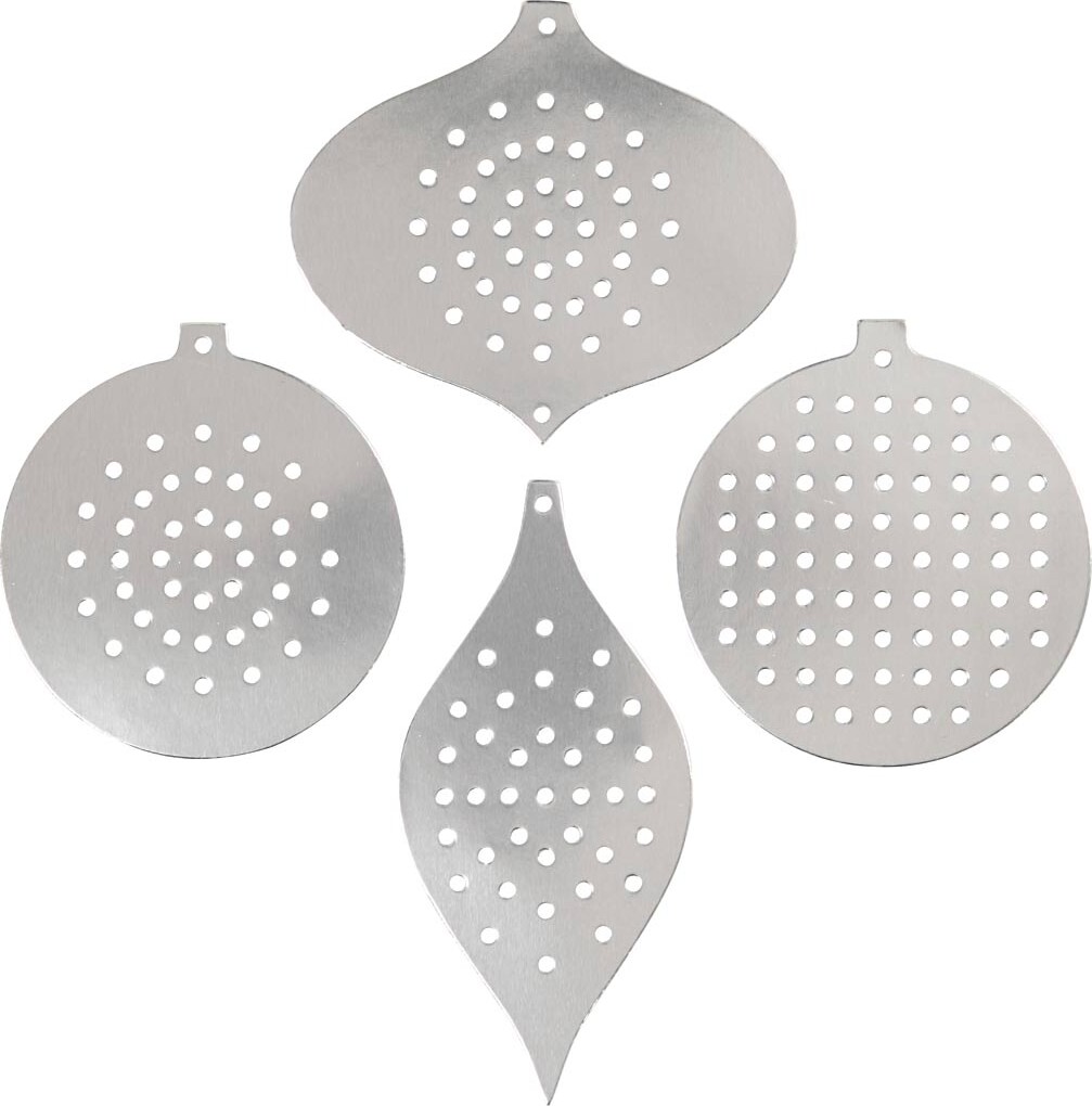 Sykarton - Juleornamenter - H 8 5-12 Cm - Metallic Sølv - 8 Stk