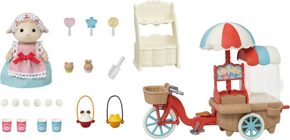 Sylvanian Families - Popcorn Cykelvogn Med Får Sæt - 5653