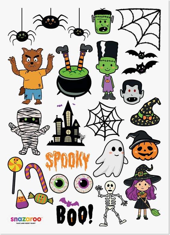 Tatoveringer Halloween Cute 20Stk Ass - 1198315 - Snazaroo