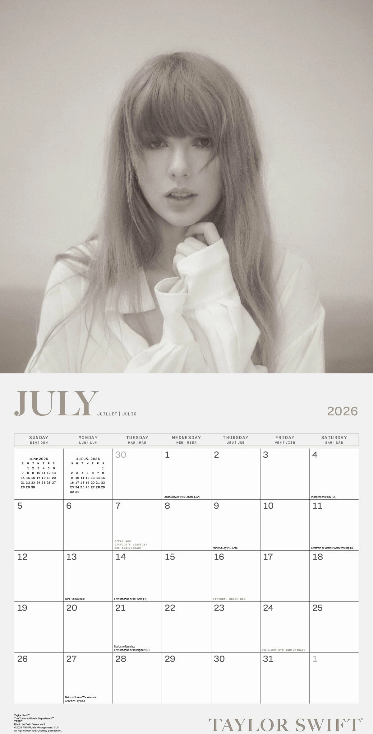 Taylor Swift Officiel Kalender 2026 - Firkantet