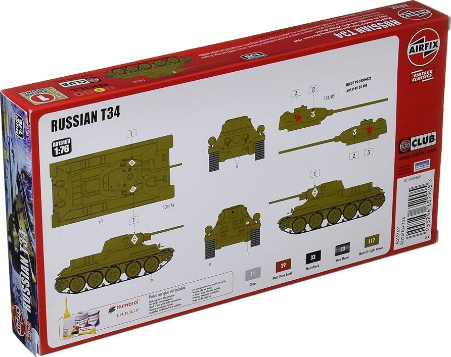 Airfix - Russian T34 Tank Byggesæt - 1 76 - A01316V