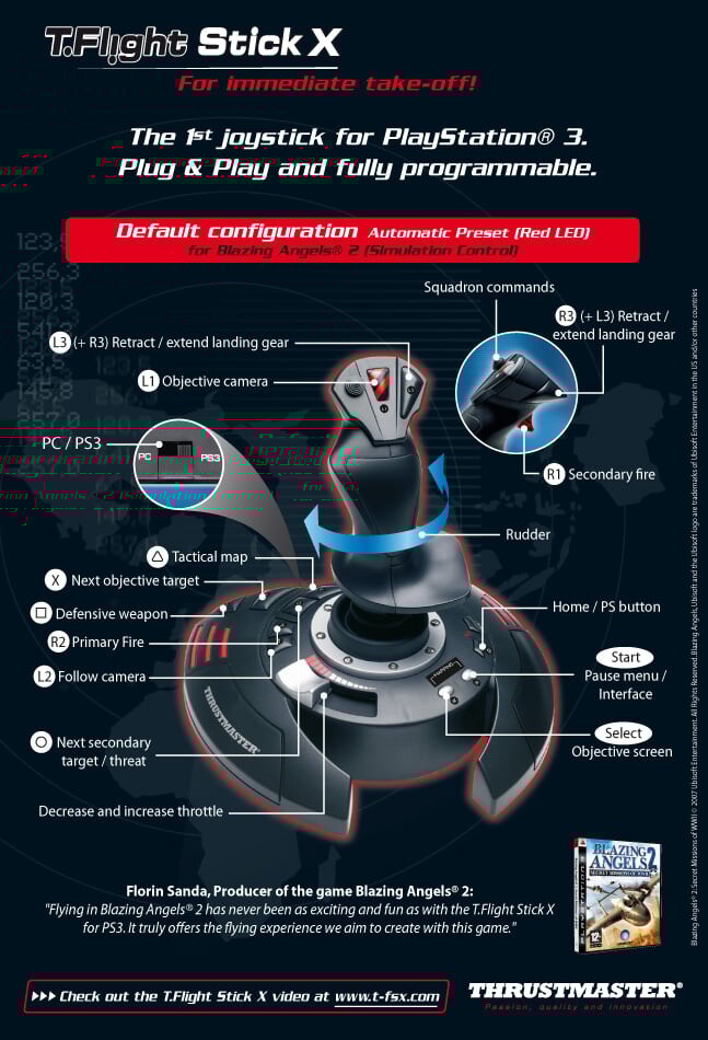 Thrustmaster - Tflight Stick X Joystick Til Pcps3