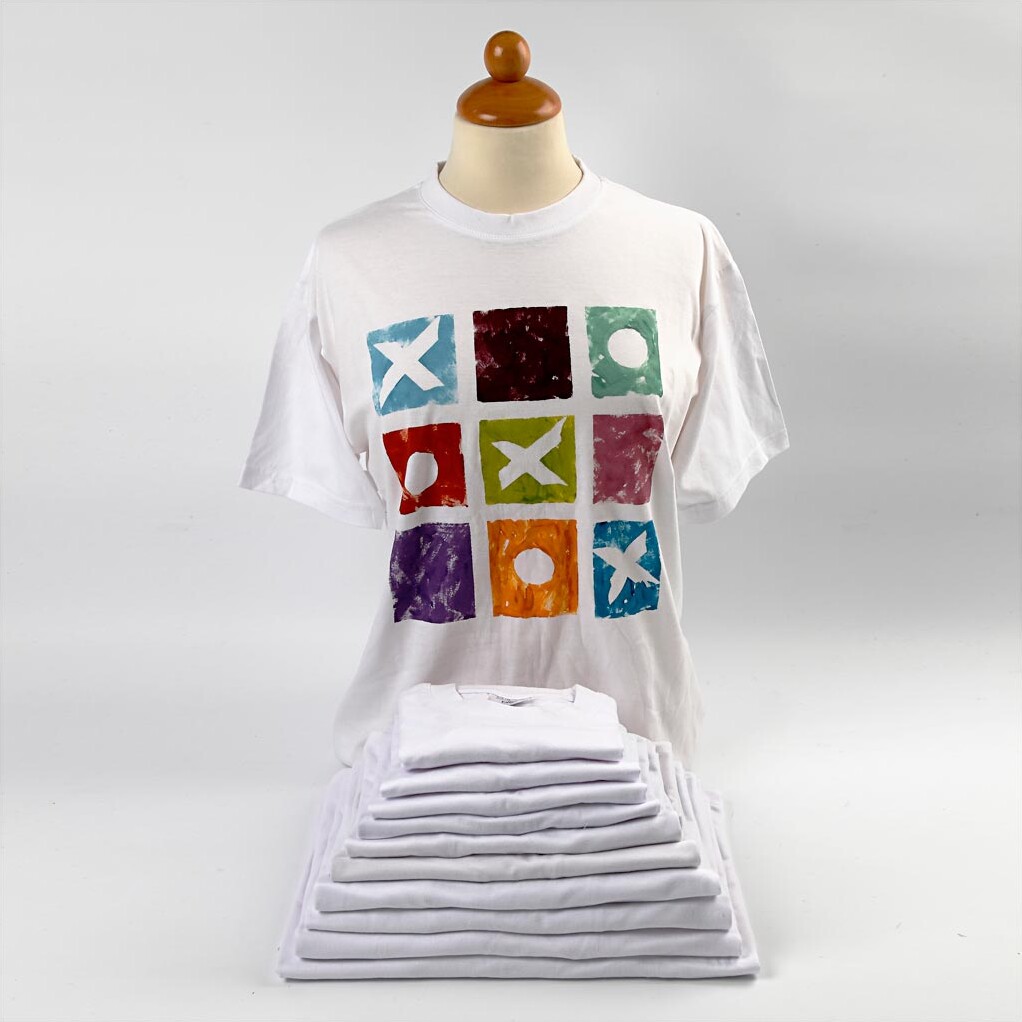 Blank T-Shirt Til Maling - B 32 Cm - Str 3-4 År - Rund Hals - Hvid