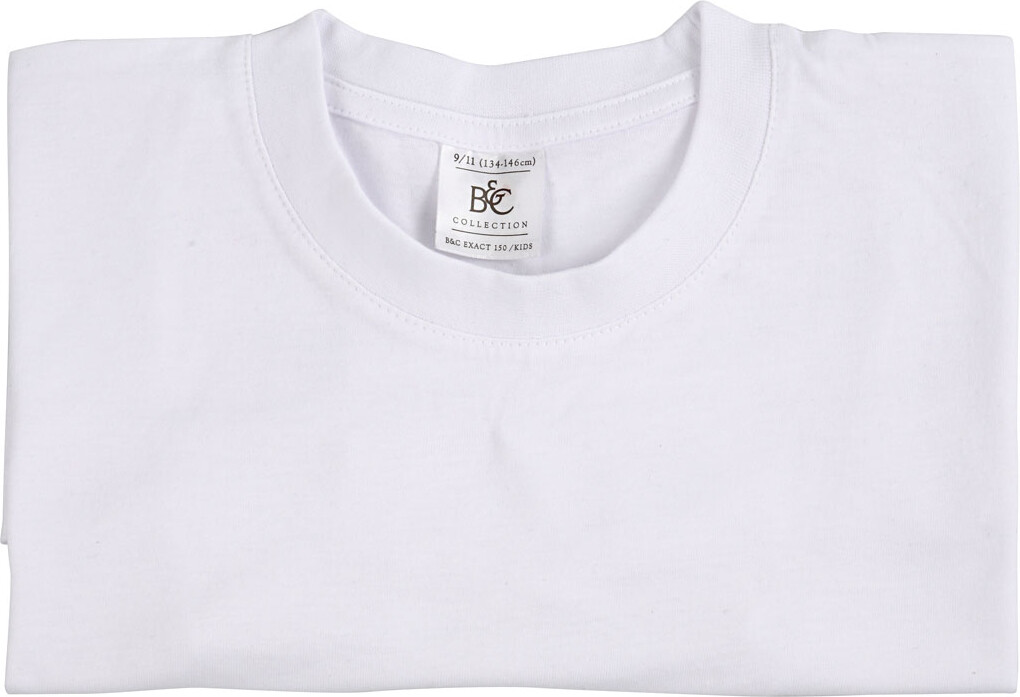 Blank T-Shirt Til Maling - B 42 Cm - Str 9-11 År - Rund Hals - Hvid